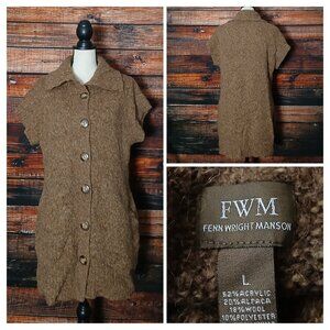 Fenn Wright Manson Tunic Cardigan Sweater L Alpaca Wool Blend Pockets